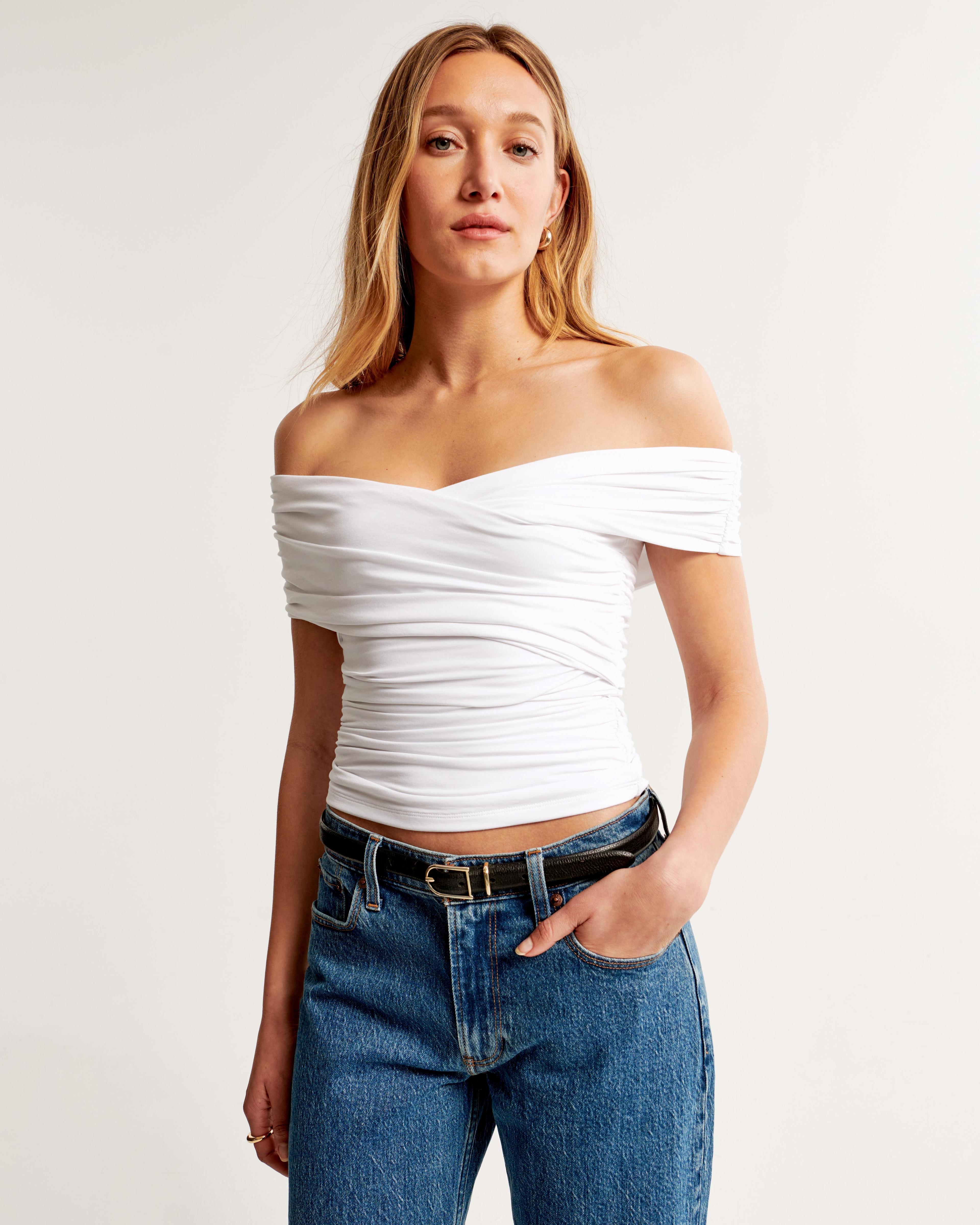 Off-The-Shoulder Ruched Wrap Top Product Image