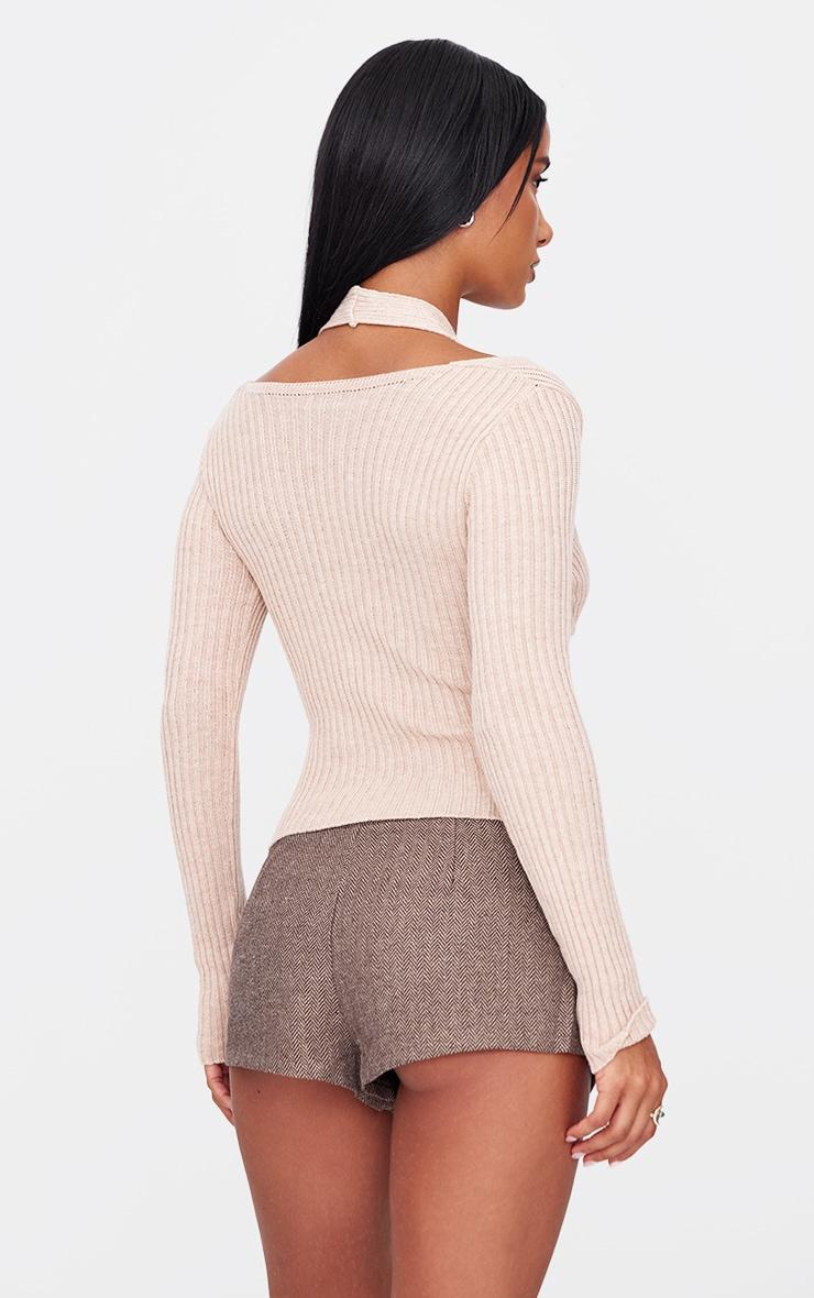 Stone Double Layer Rib Knit Long Sleeve Top Product Image