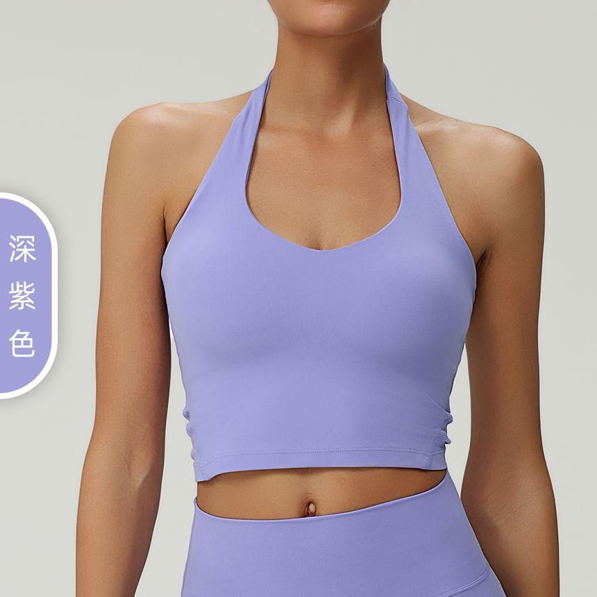 Halter Plain Sports Bra Product Image