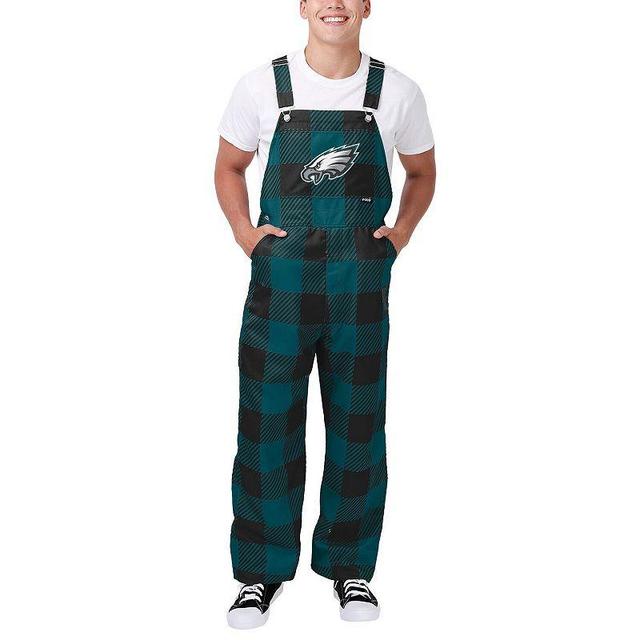 Mens FOCO Philadelphia Eagles Big Logo Plaid Overalls Product Image