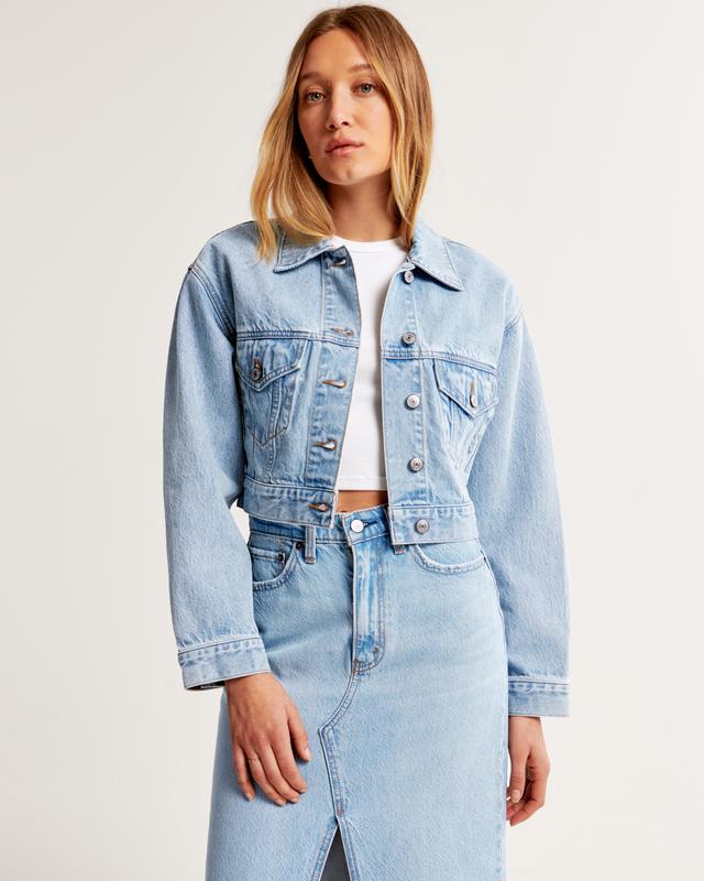 Cropped Denim Trucker Jacket Product Image