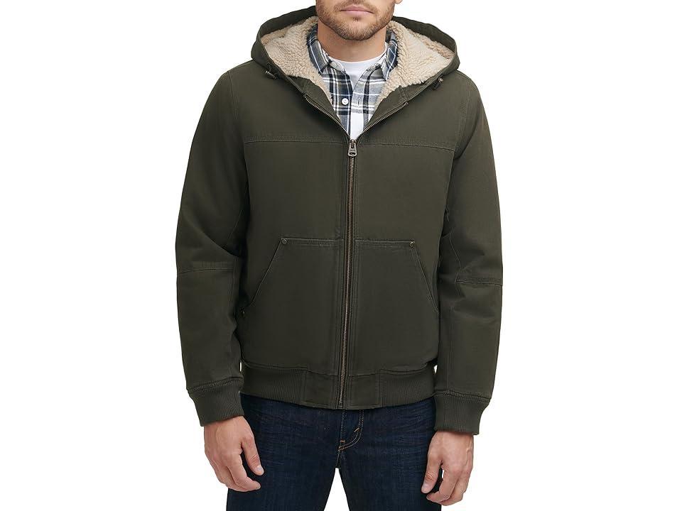 Levi's(r) Cotton Canvas Hooded Utility Jacket with Sherpa Lining Men's Clothing Product Image