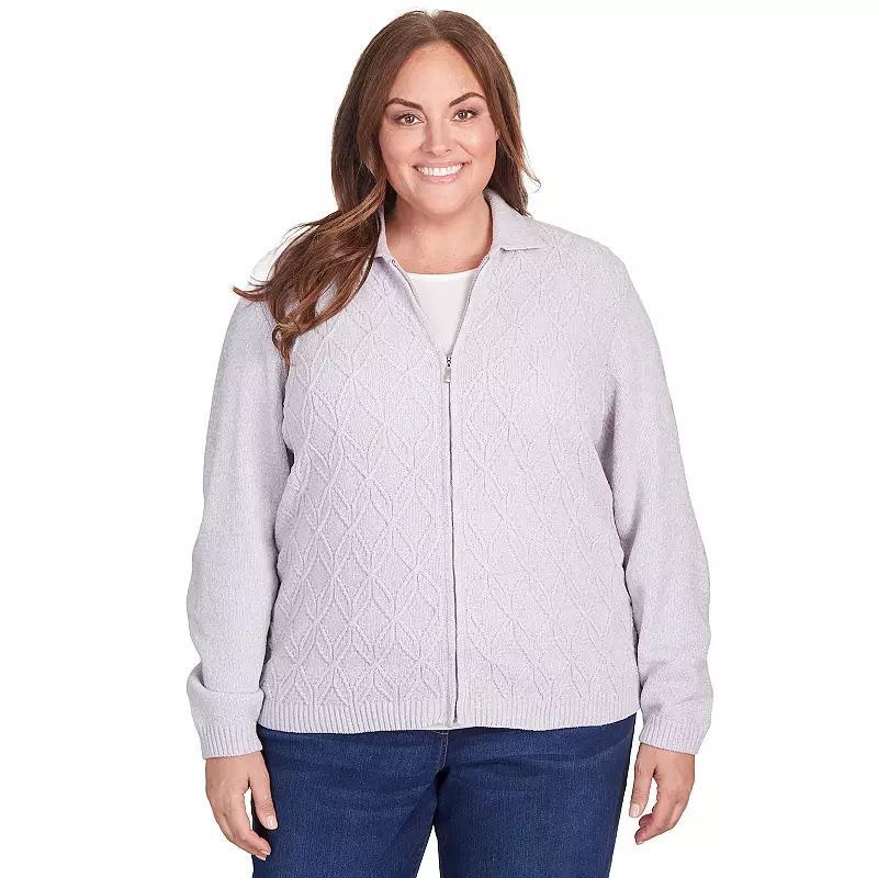 Plus Size Alfred Dunner Classic Zip-Up Cardigan, Womens Product Image