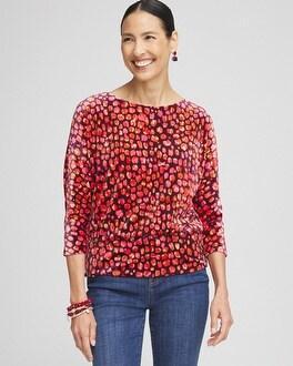 Velvet Banded Hem Print Top Product Image