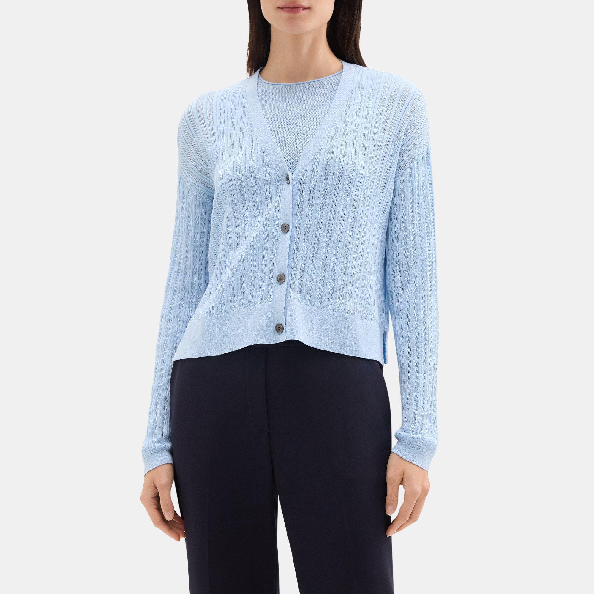 Silk-Cotton V-Neck Cardigan | Theory Outlet Product Image