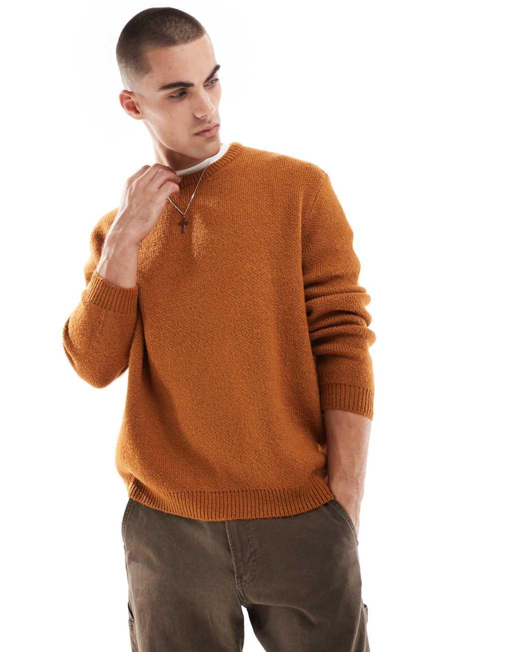 ASOS DESIGN oversized brushed knit sweater in rust Product Image