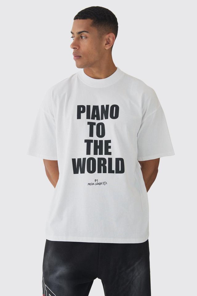 Oversized Extended Neck Piano To The World T-Shirt | boohooMAN USA Product Image