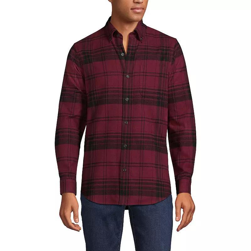 Big & Tall Lands End Tailored-Fit Flagship Flannel Shirt, Mens Balsam Green Plaid Product Image