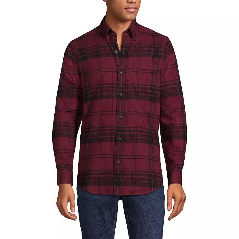 Big & Tall Lands End Tailored-Fit Flagship Flannel Shirt, Mens Balsam Green Plaid Product Image