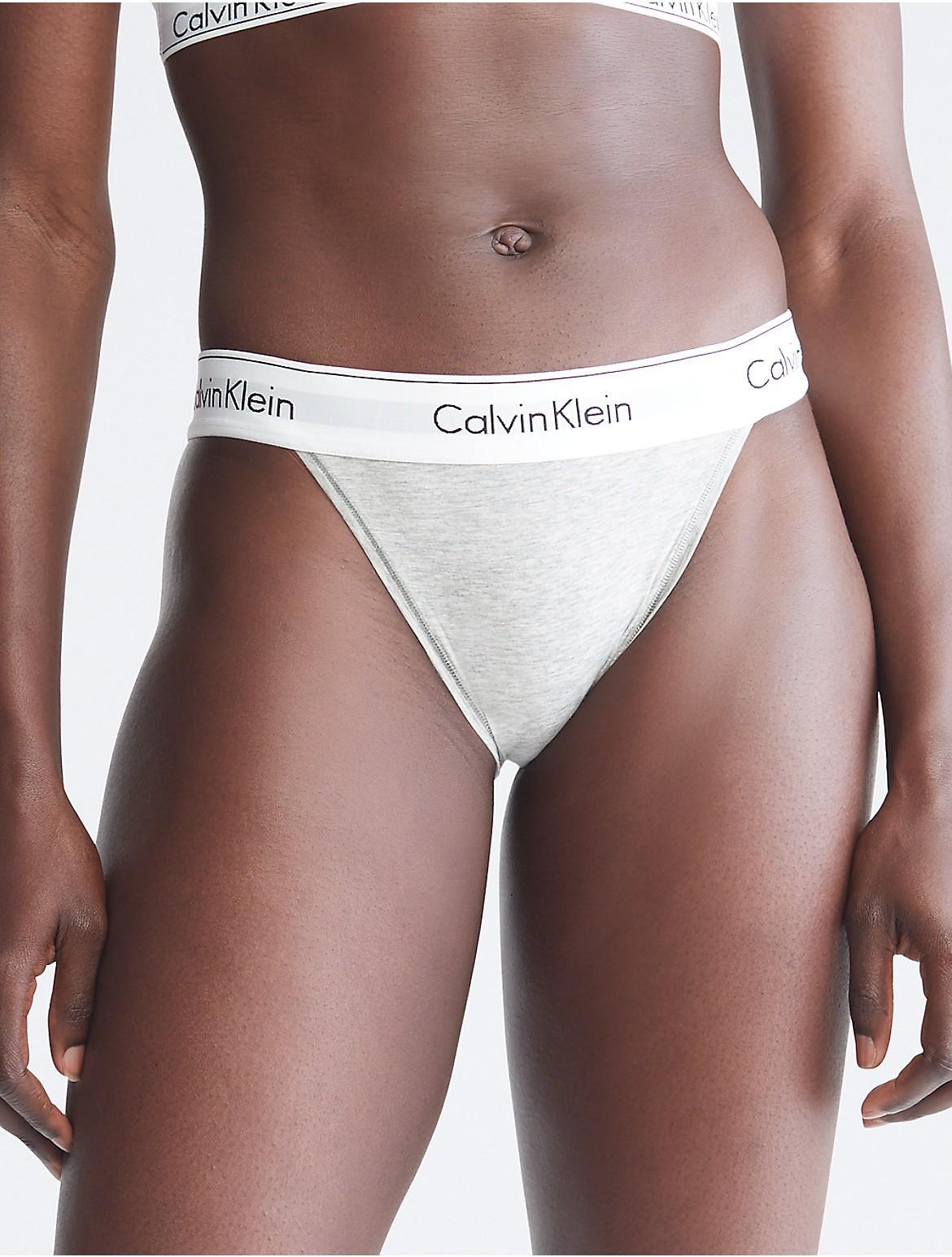 Calvin Klein Womens Modern Cotton High Leg Tanga - Grey - XL Product Image