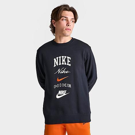 Nike Mens Club Fleece Stacked Logo-Print Brushed Fleece Sweatshirt - Black/sail Product Image