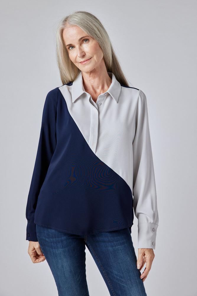 Aura A-Line Colorblock Blouse Product Image