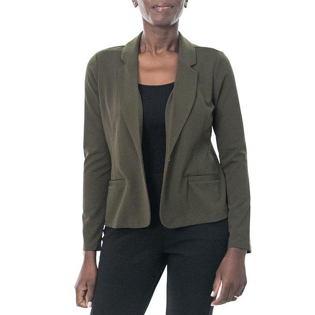 Womens Nina Leonard Single Button Cropped Blazer Dark Green Product Image