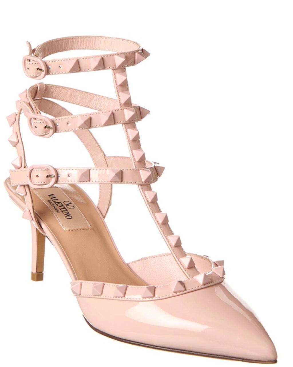 Rockstud Caged 65 Patent Ankle Strap Pump In Pink Product Image