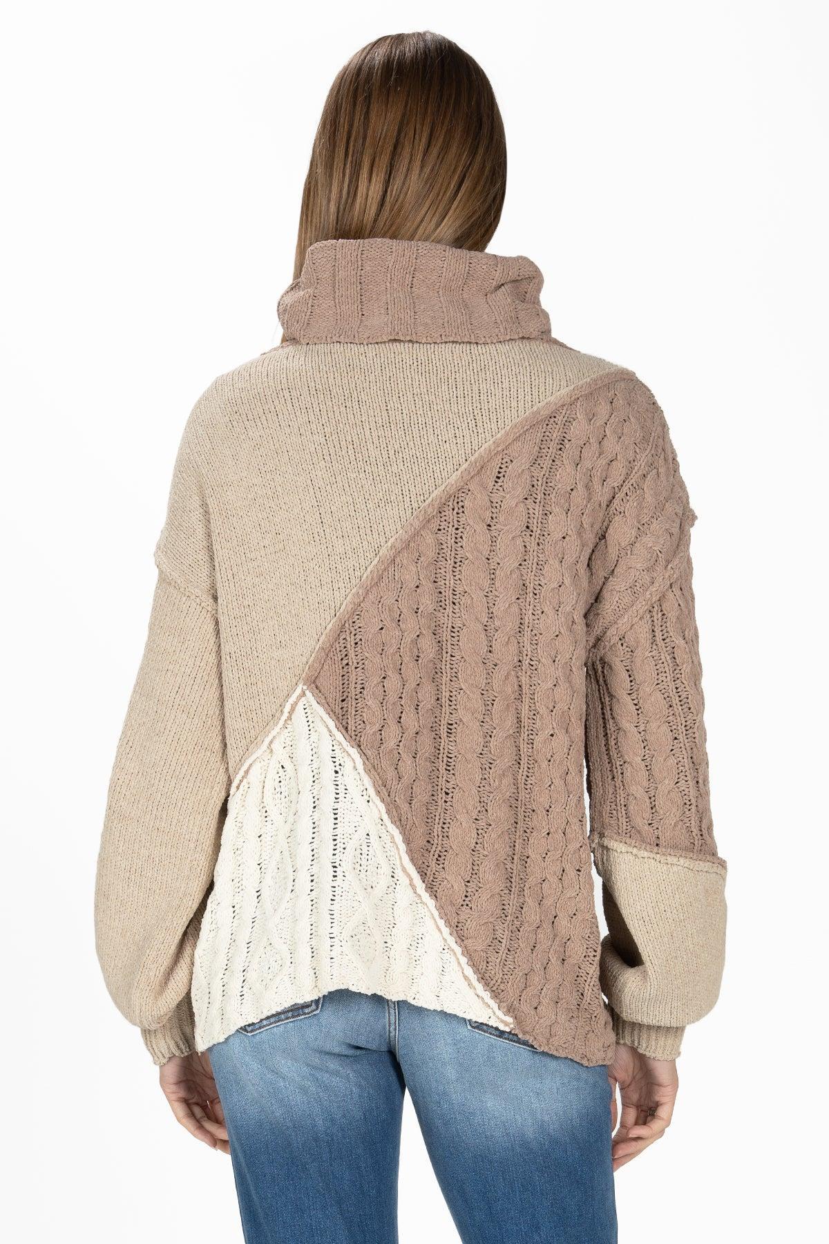 Colorblock Cable Knit Sweater Product Image