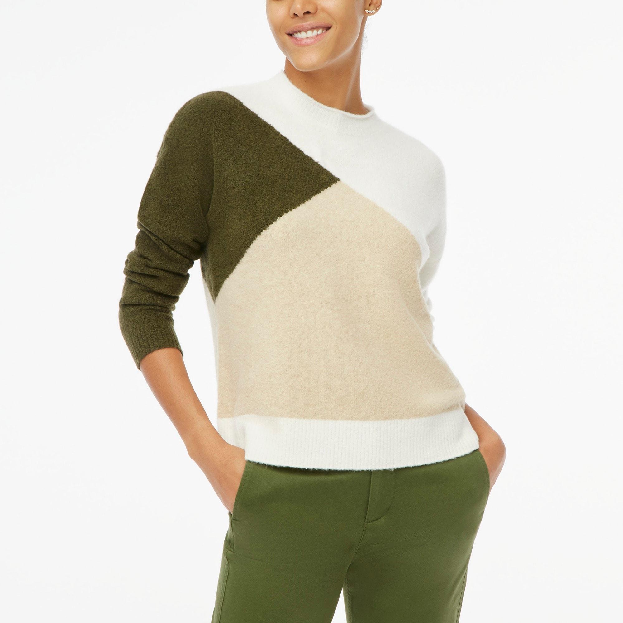 Colorblock mockneck sweater in extra-soft yarn Product Image