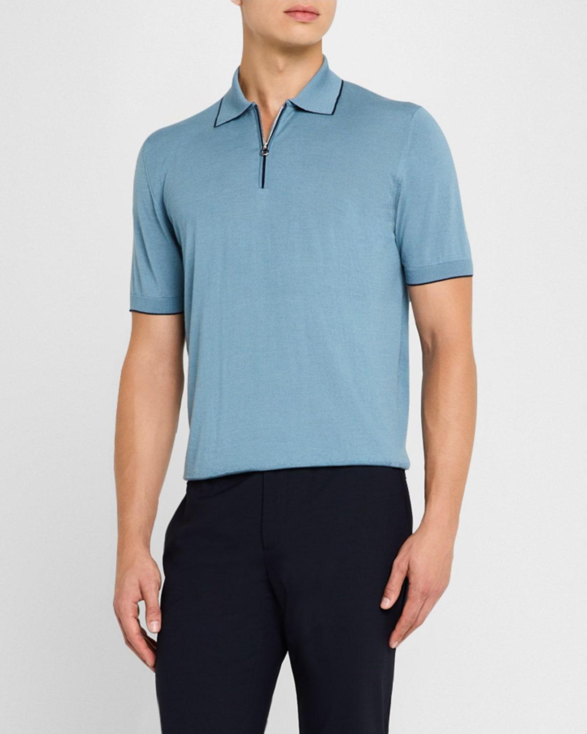 Mens Tipped Short-Sleeve Polo Sweater Product Image