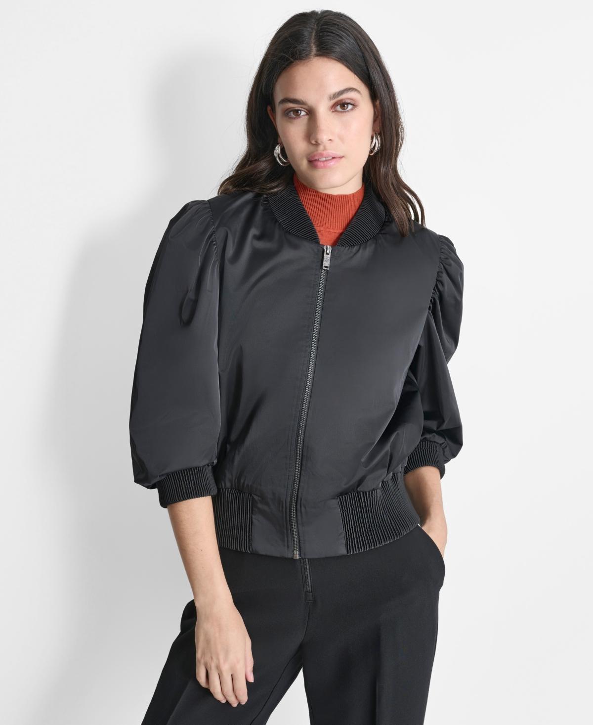 Dkny Womens High-Shine Sateen Puff-Sleeve Jacket Product Image