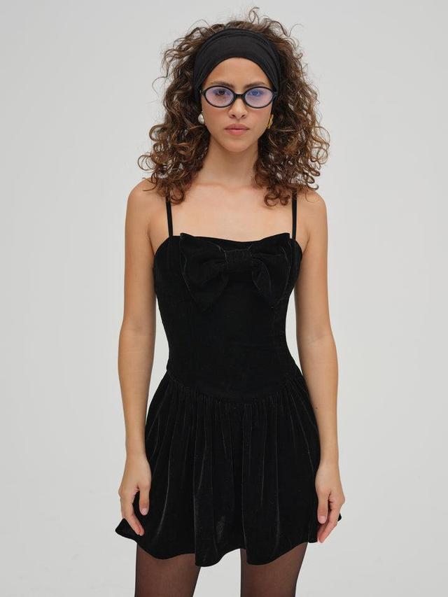 Martini Velvet Mini Dress — Black Product Image