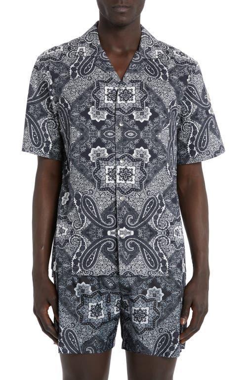 Moncler Bandana Print Stretch Cotton Camp Shirt Product Image