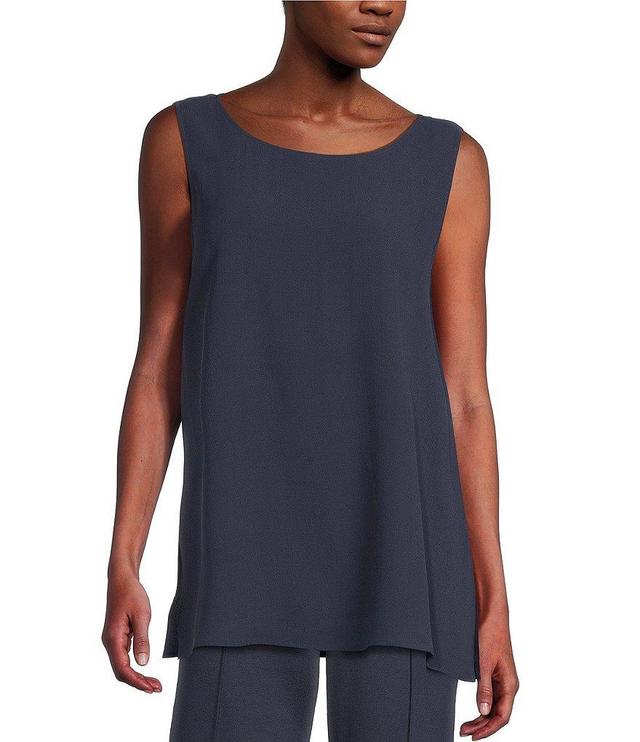 Eileen Fisher Silk Georgette Crepe Boat Neck Sleeveless Tunic Product Image