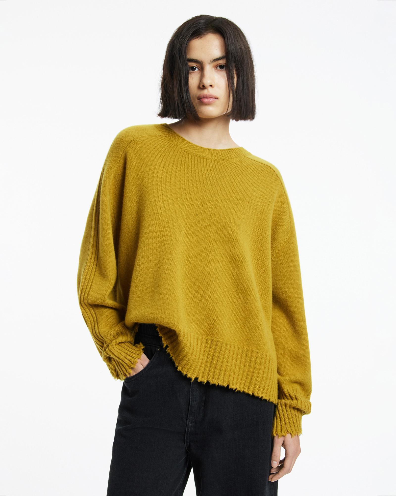 Kiera Cashmere Crew Neck Sweater In Yellow Product Image