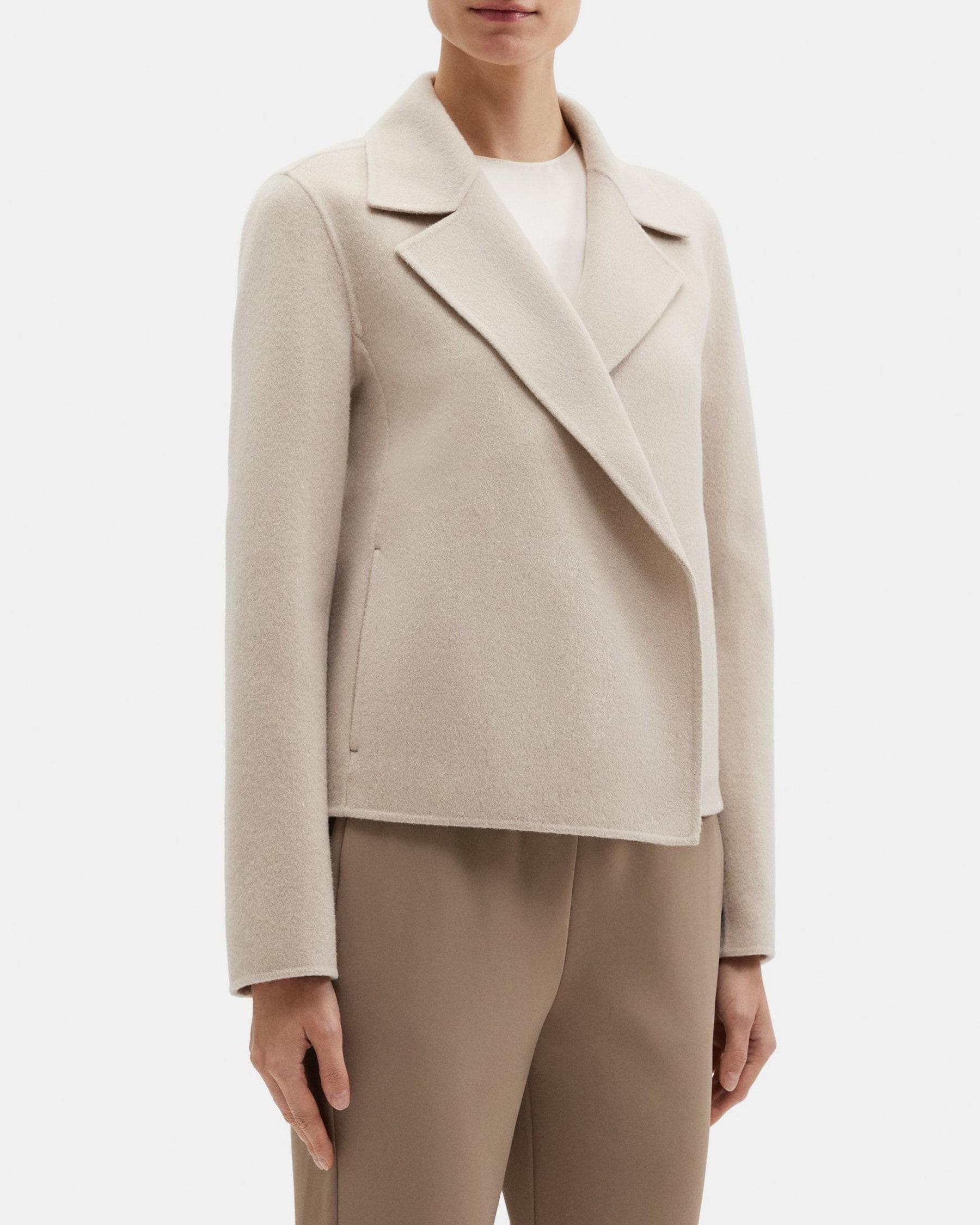 Cropped Open Front Jacket in Double-Face Wool-Cashmere Product Image