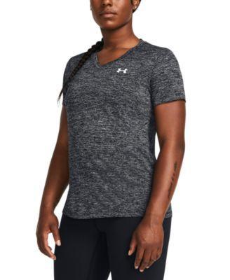 Under Armour Womens Twist Tech V-Neck Short-Sleeve Top - Rebel Pink / Product Image