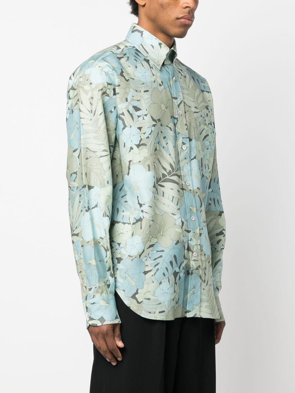 TOM FORD Button-down Collar Floral-print Lyocell-blend Shirt In Multicolore Product Image