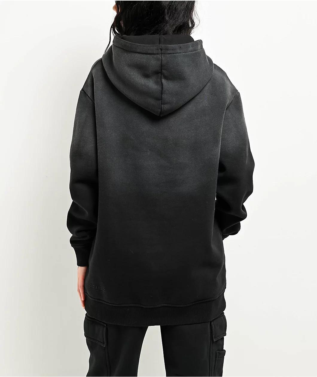 Ninth Hall Fundamentals Jayce Black Sun Bleached Oversized Hoodie  Product Image