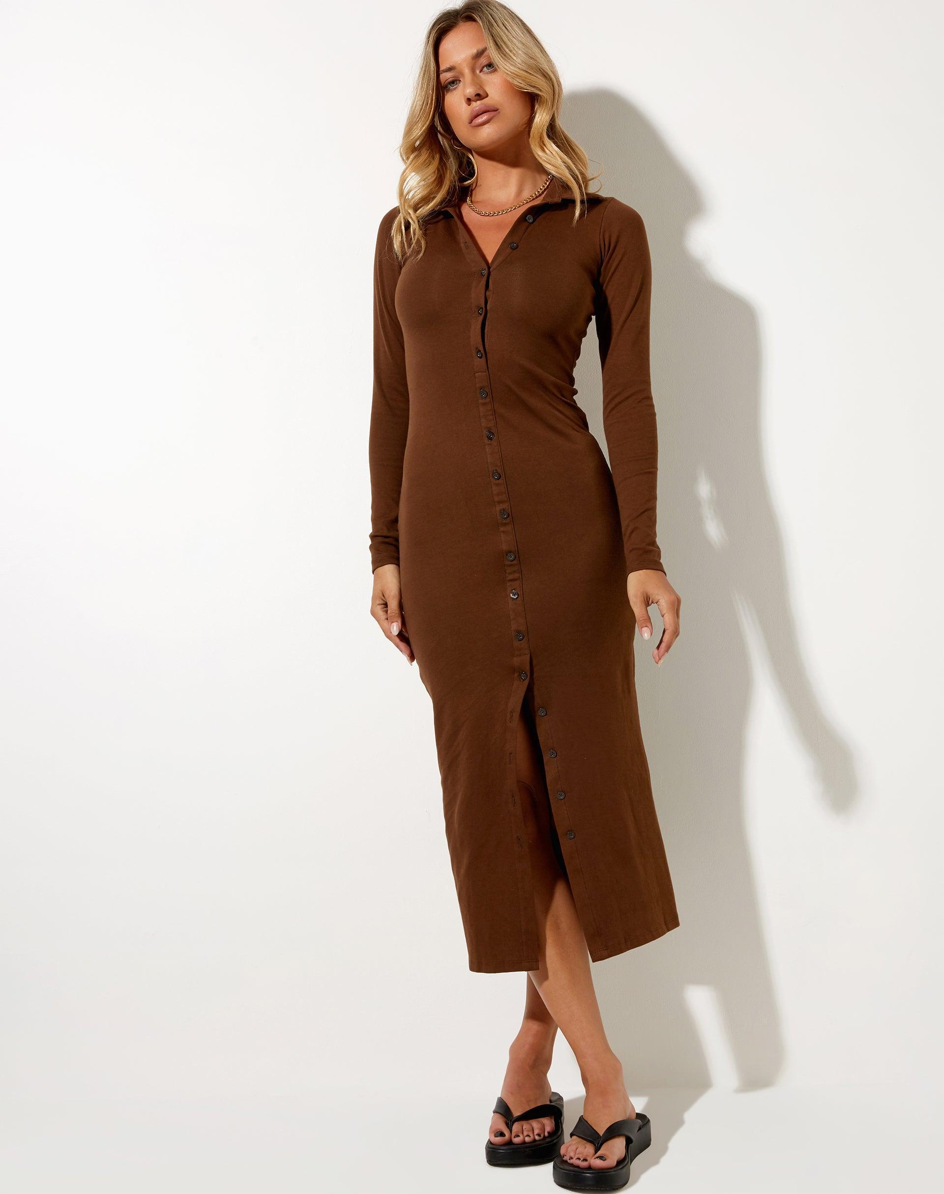 Taryn Maxi Dress in Rib Cocoa Product Image