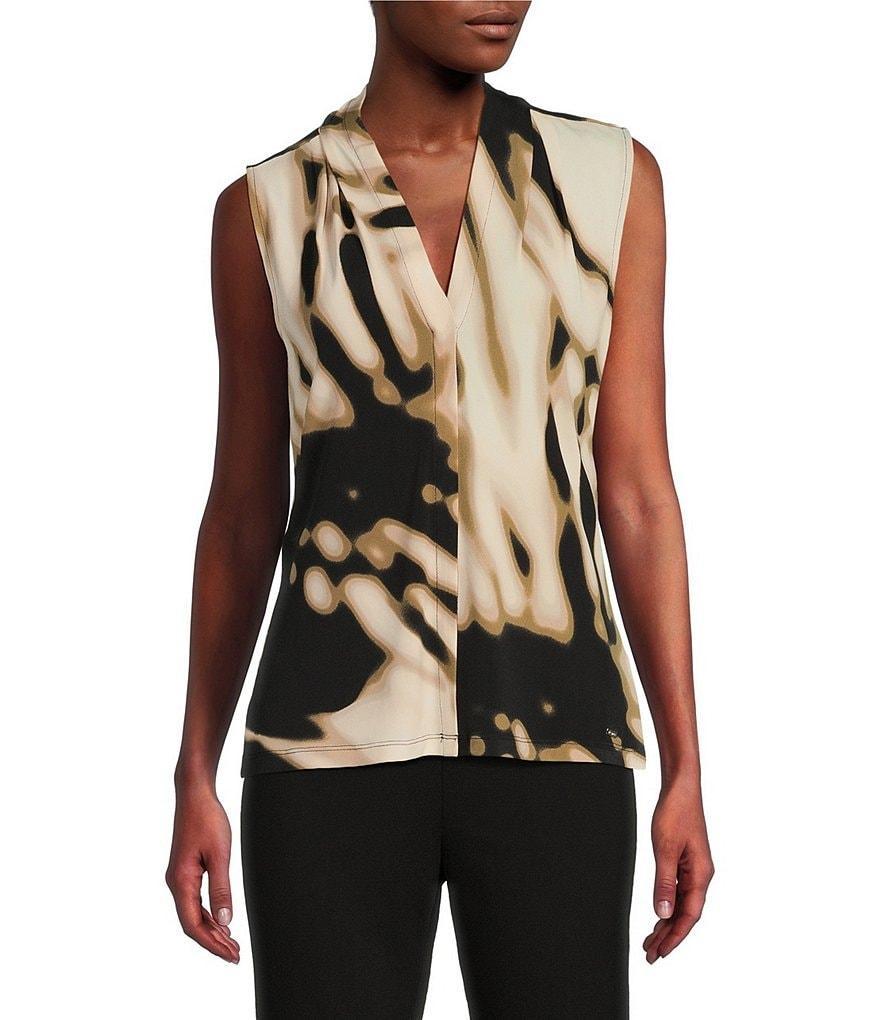 Calvin Klein Printed V Neckline Sleeveless Tank Product Image