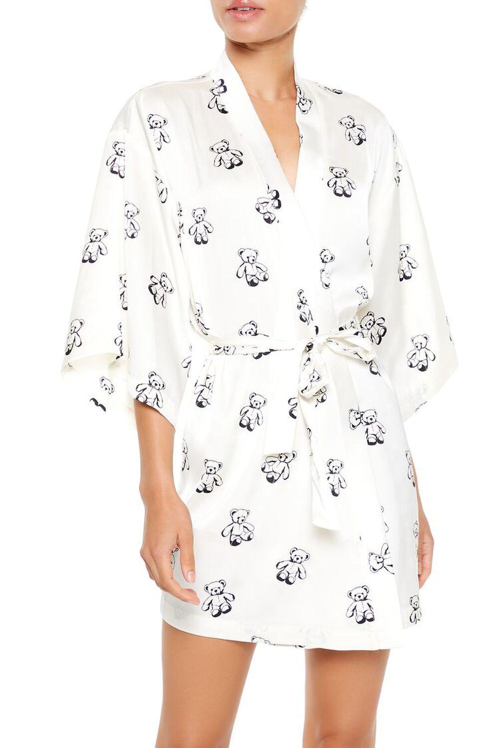 Teddy Bear Print Tie-Waist Robe | Forever 21 Product Image