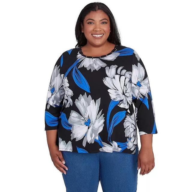 Plus Size Alfred Dunner Brushstroke Print Crew Neck Tee, Womens Product Image