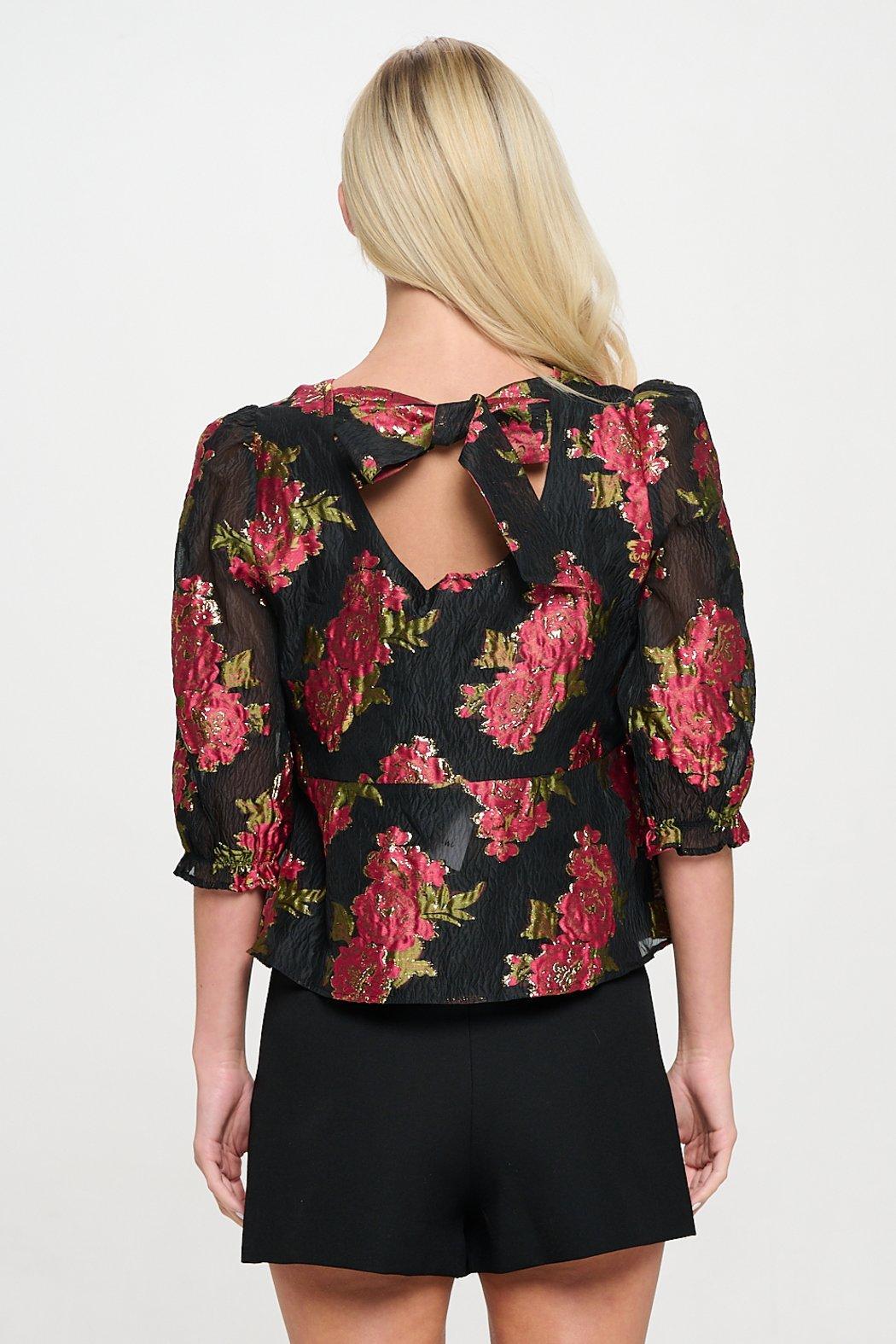 Scarlet Blossom Noir Blouse Product Image