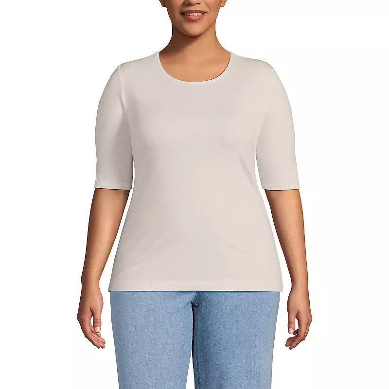 Plus Size Lands End Elbow Sleeve Jersey Crewneck Top, Womens product image