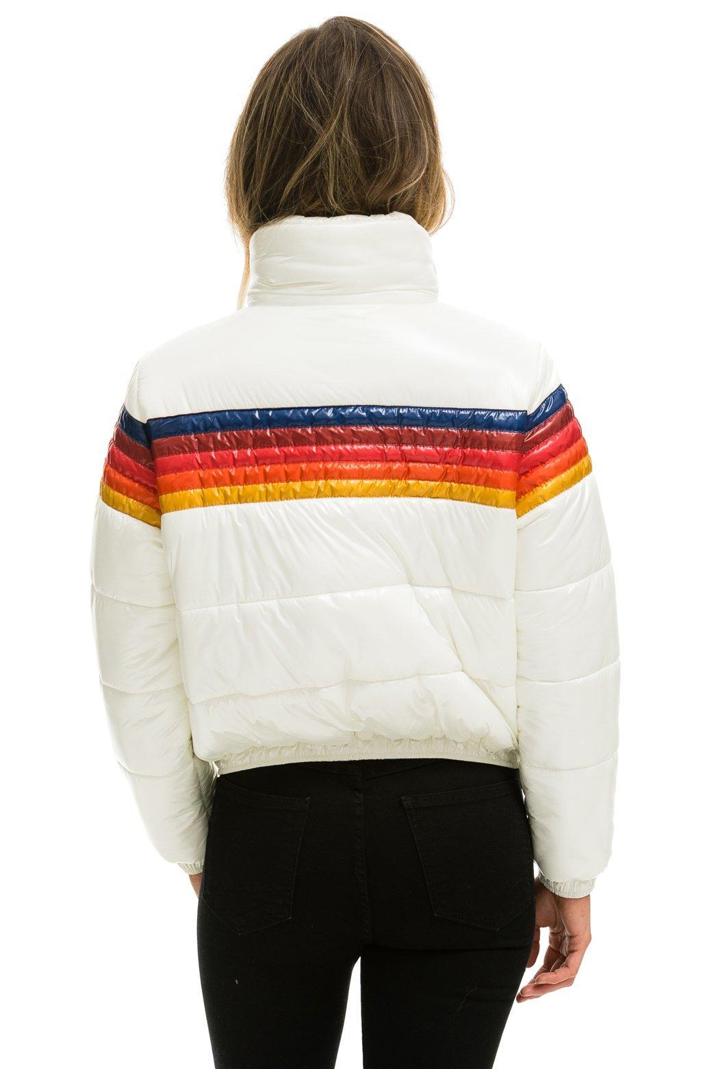 5 STRIPE LUXE APRES PUFFER JACKET - GLOSSY WHITE Female Product Image