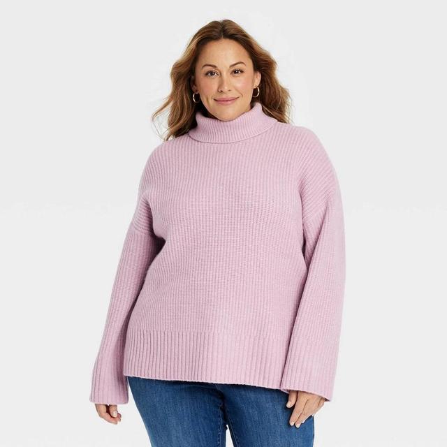 Womens Cozy Knit Turtleneck Pullover Sweater - Ava & Viv 1X Product Image