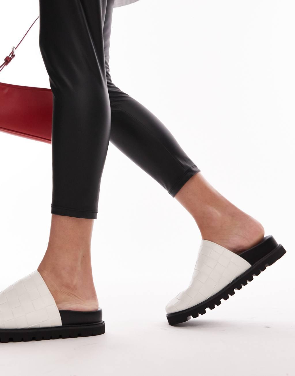 Topshop Beau woven mules in white Product Image