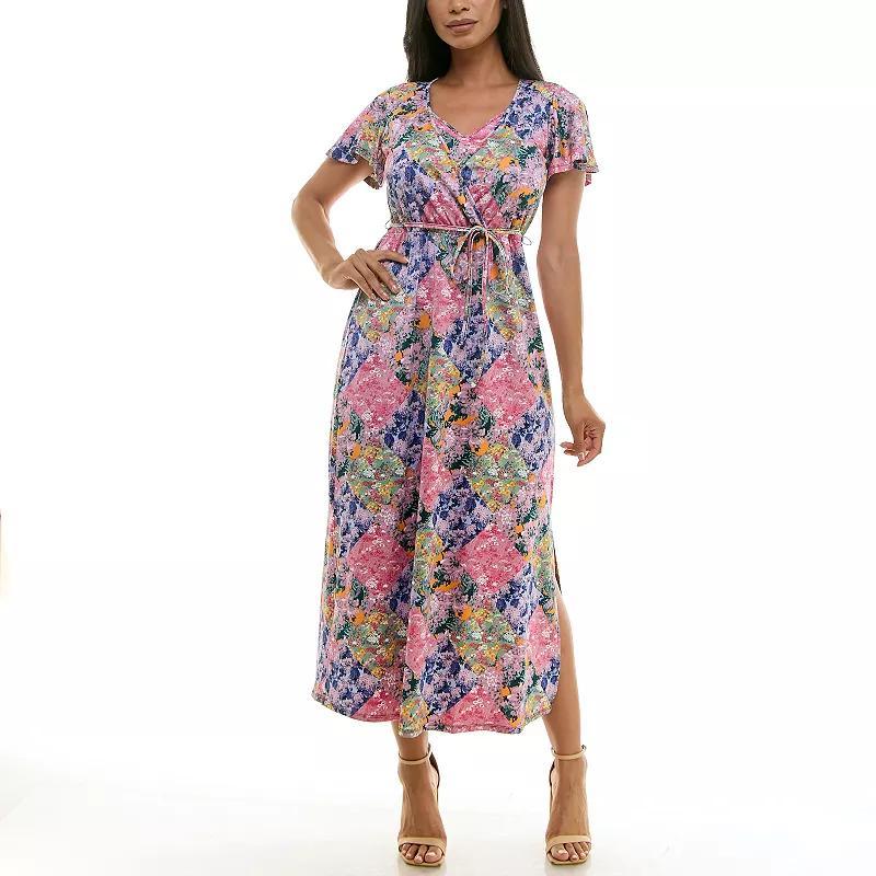 Womens Nina Leonard Flutter Sleeve Maxi Dress Product Image