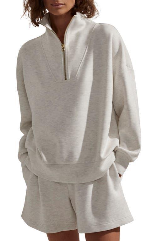 Varley Hawley Half Zip Sweatshirt in Ivory. Size L, S, XL, XS. Product Image