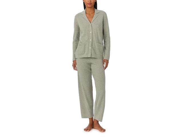 Lauren Ralph Lauren Lauren Ralph Lauren 100% Organic Cotton Sweater Knit Notch Pj Set (Grey) Women's Pajama Sets Product Image