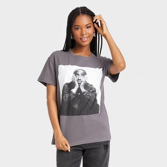 Womens Tupac Short Sleeve Graphic T-Shirt - Black Product Image