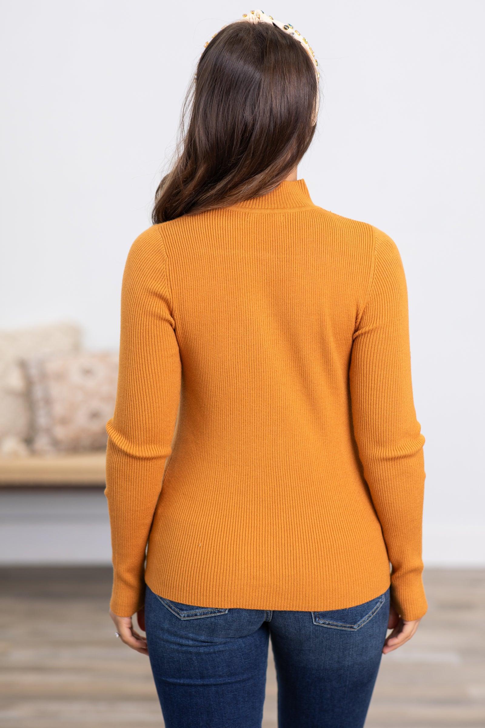 Cinnamon Mock Neck Lightweight Sweater Product Image