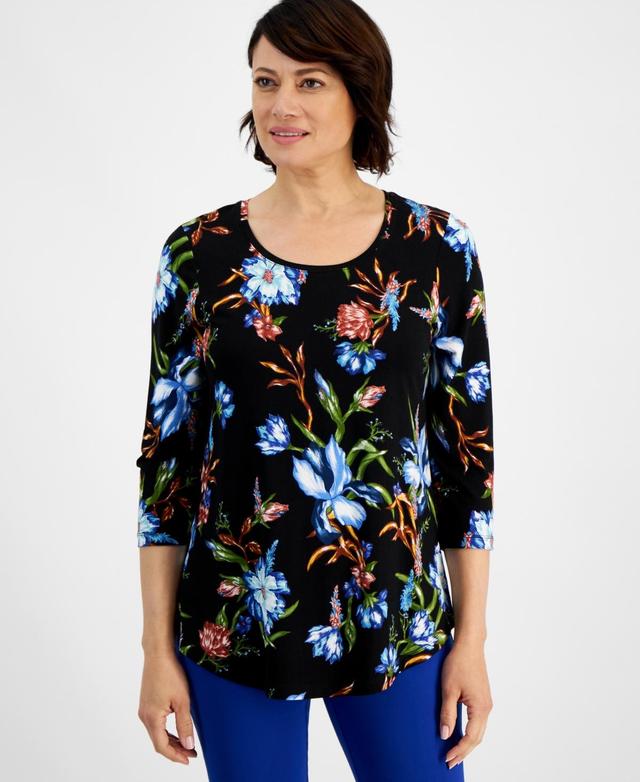 Jm Collection Womens Botanical Whisp Scoop-Neck Blouse, Created for Macys Product Image