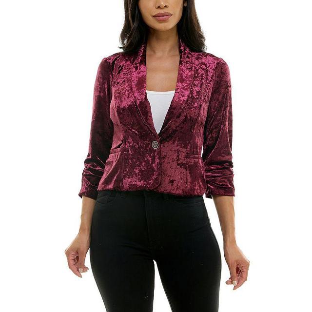 Womens Nina Leonard Velvet Cropped Blazer Product Image