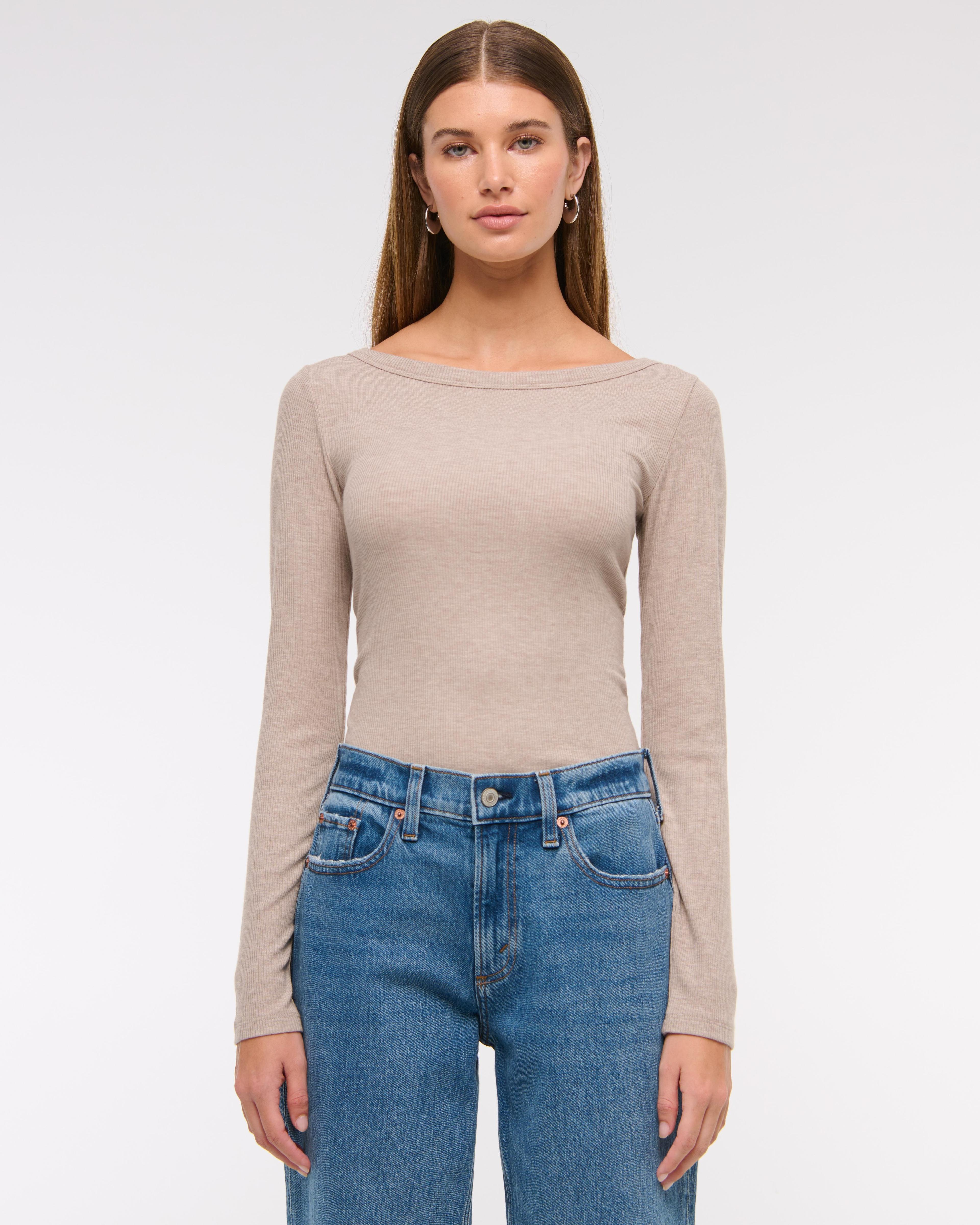 Long-Sleeve Boatneck Featherweight Rib Top Product Image