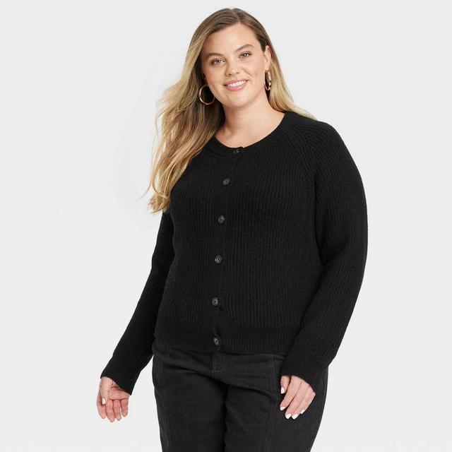 Womens Cozy Knit Button-Front Cardigan - Universal Thread Black 2X Product Image