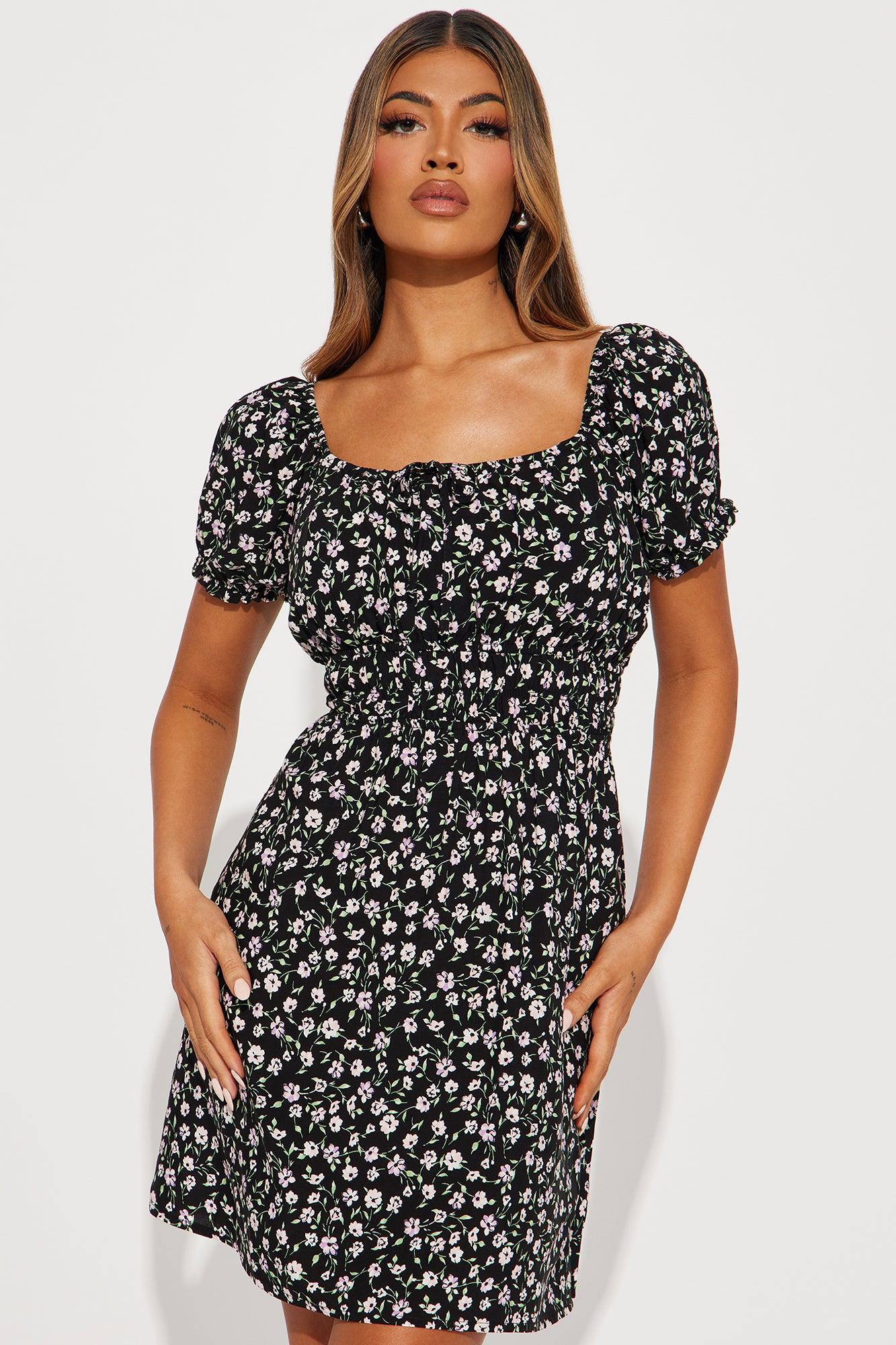 Sally Floral Mini Dress - Black/combo Product Image