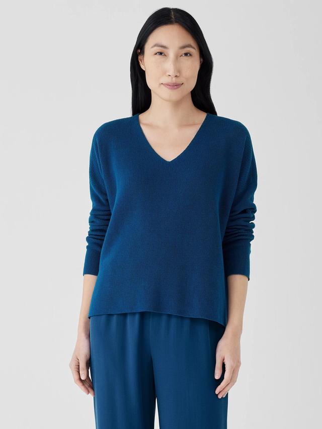 EILEEN FISHER Peruvian Organic Cotton Crepe V-Neck Topfemale Product Image